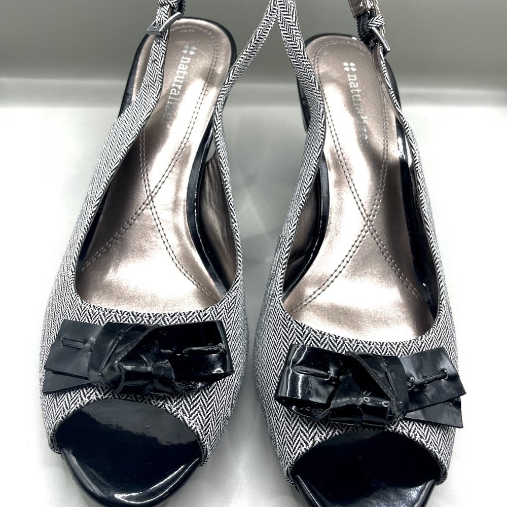 Naturalizer - Herringbone Sling-backs with Patent Toe Bow